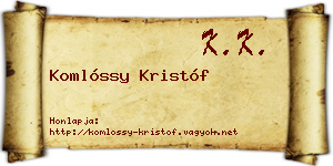 Komlóssy Kristóf névjegykártya